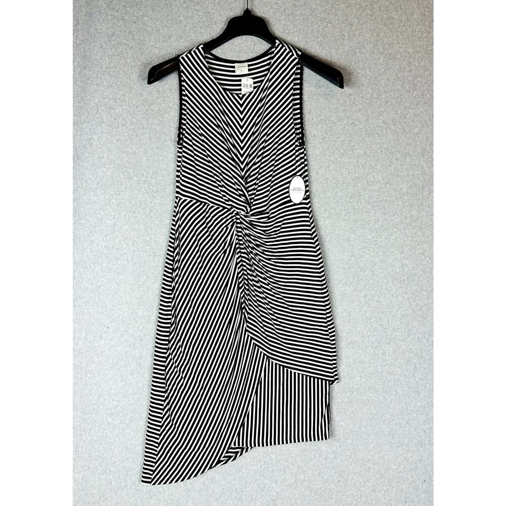 New Soma Womans Sz Medium Dress Asymmetrical Black Striped Sleeveless NWT - Picture 3 of 11